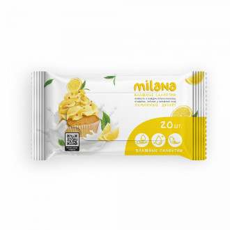 Влажные антибактериальные салфетки Milana Лимонный десерт, 20 шт.