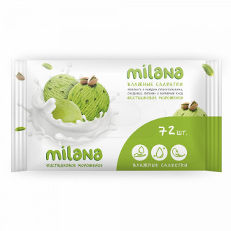 Влажные антибактериальные салфетки Milana Фисташковое мороженое, 72 шт.